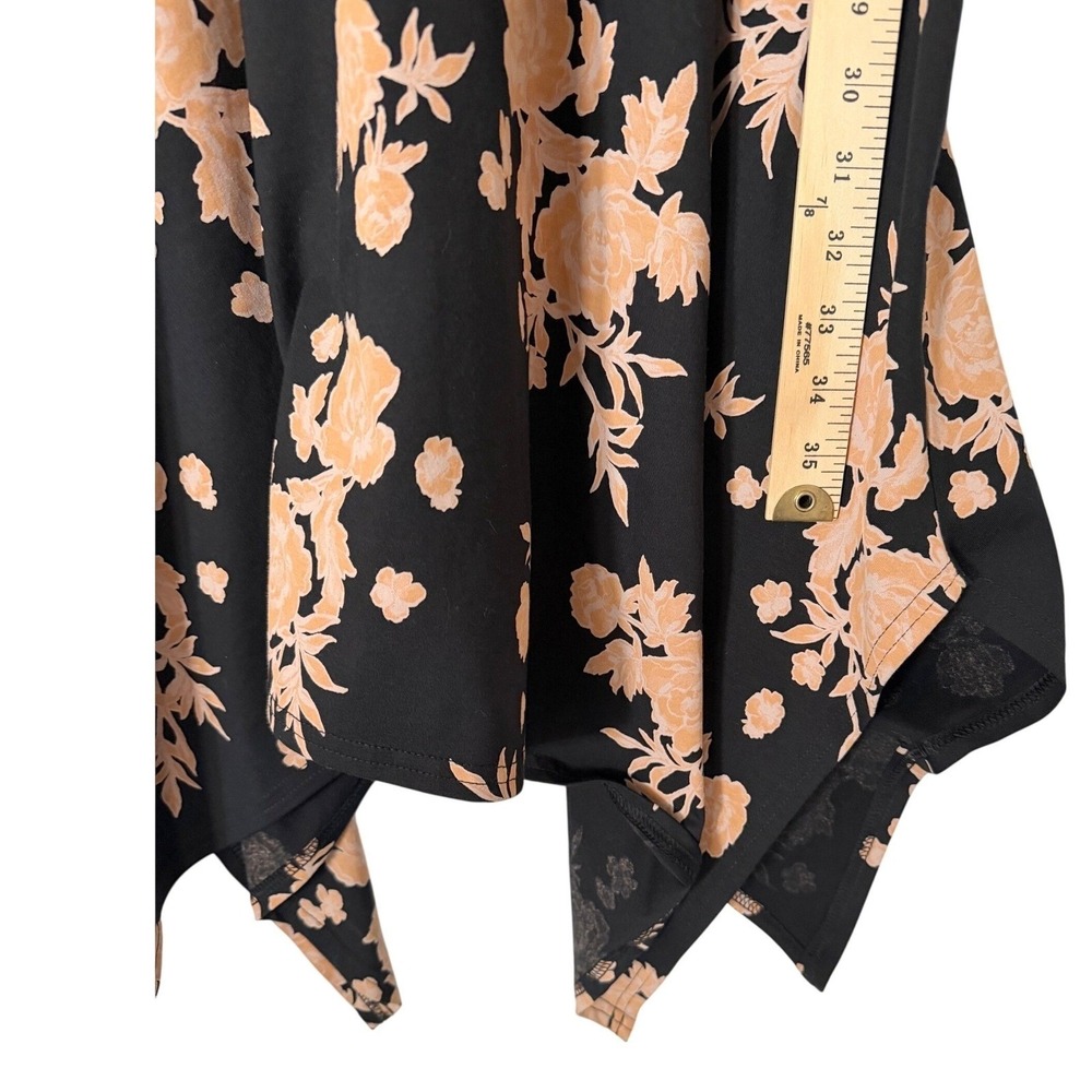 Pact Handkerchief Hem Women's L Black and Peach Sleeveless Organic Cotton Dress - Picture 9 of 9